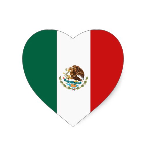 500x500 Mexico Flag Heart Sticker Mexico Flag, Flags And Guadalajara
