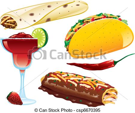 450x378 Illustrations Of Different Mexican Food Icons Clipart Vector