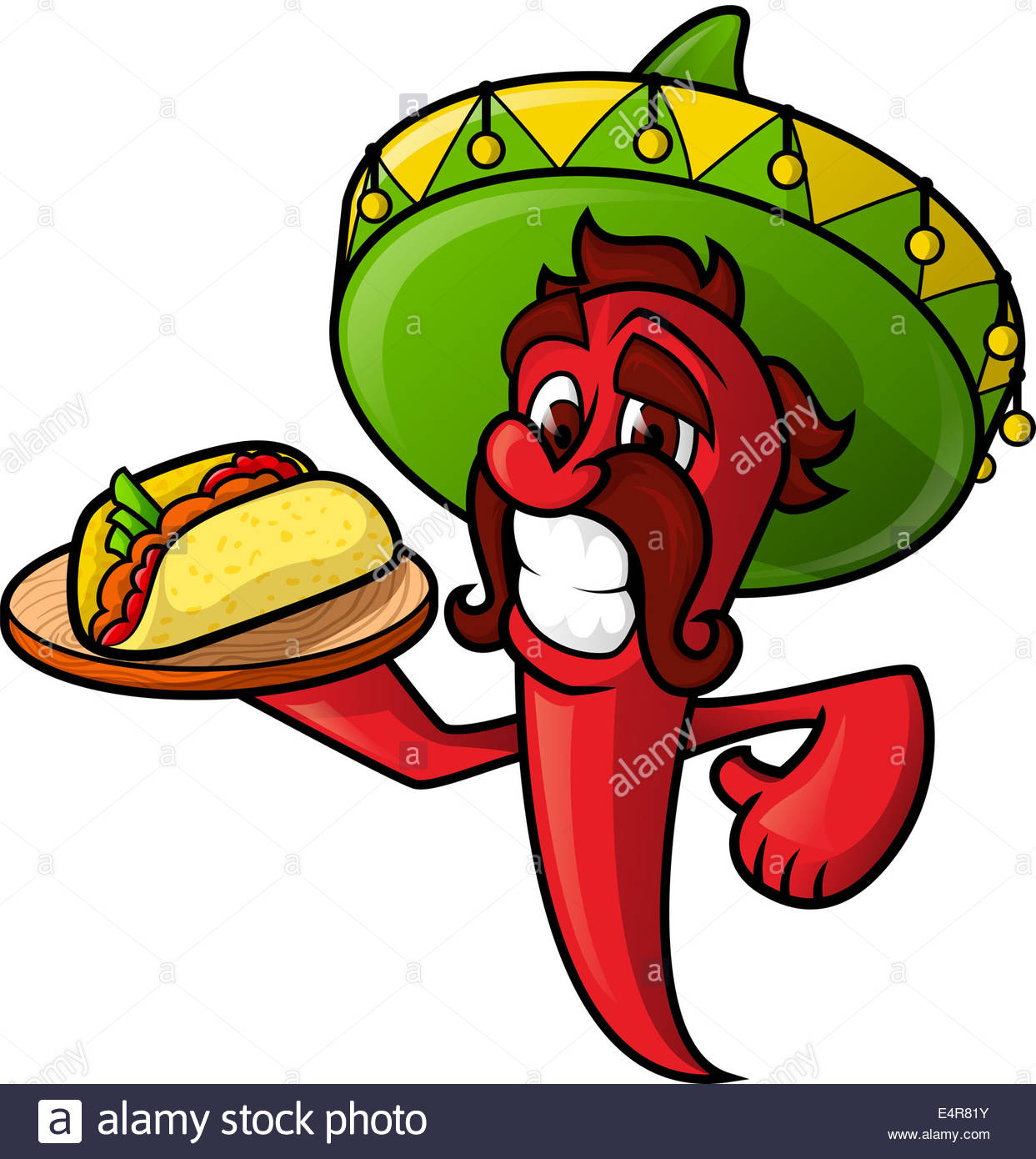 1243x1390 Mexican Pepper Holds A Tray Of Tacos. Cheerful Character Chili