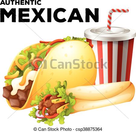 450x438 Mexican Food With Taco And Burrito Illustration Clip Art Vector
