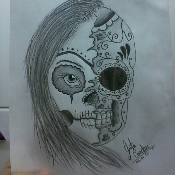 612x612 Mexican Skull Girl By Gutonilda