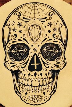 236x348 Extra Large Sugar Skull Version 7 Wall Vinyl Decal By Dabbledown