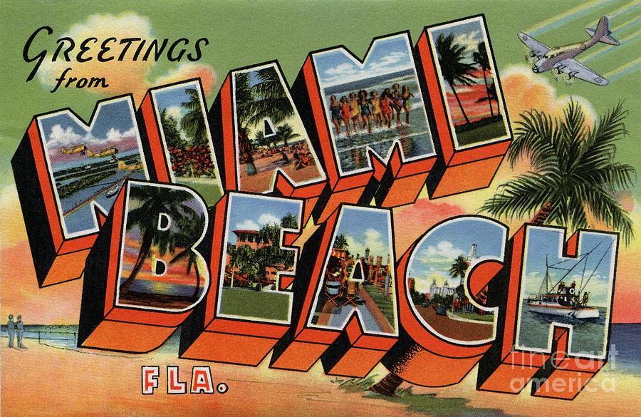 900x585 Fifties Style Greetings From Miami Beach Digital Art By Heidi De Leeuw