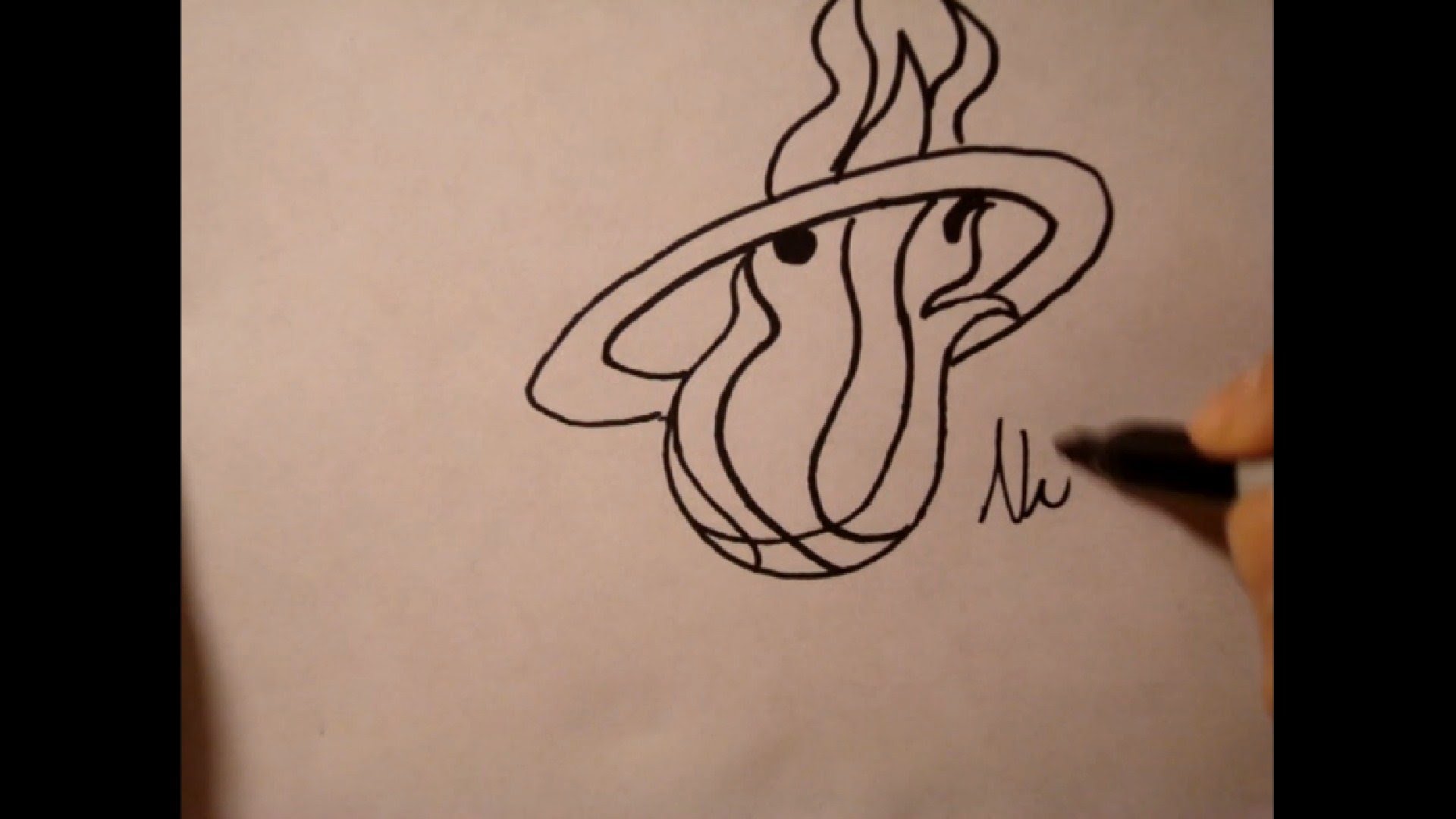 1920x1080 How To Draw Miami Heat Logobasketballeasy Step By Step Drawing
