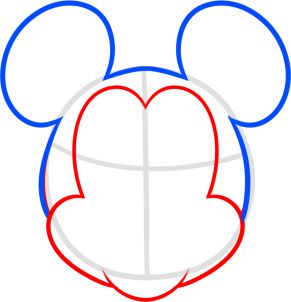 291x302 How To Draw Mickey Mouse For Kids Step 3 Rock Painting