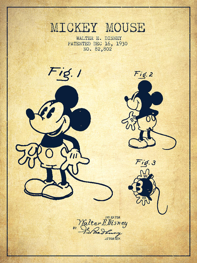 675x900 Mickey Mouse Patent Drawing From 1930