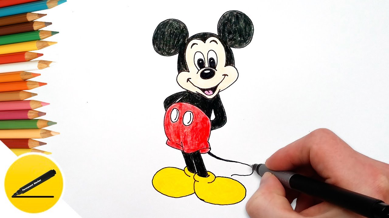 1280x720 How To Draw Mickey Mouse Step By Step, Easy