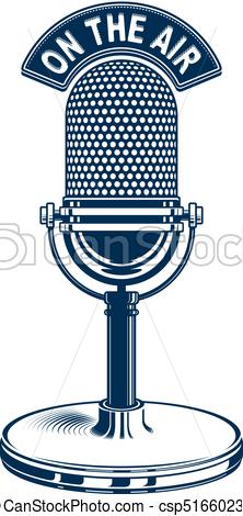 222x470 Retro Studio Microphone Vector Illustration. Radio Vectors