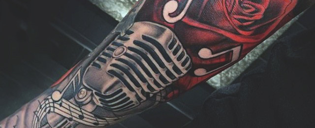 640x260 90 Microphone Tattoo Designs For Men