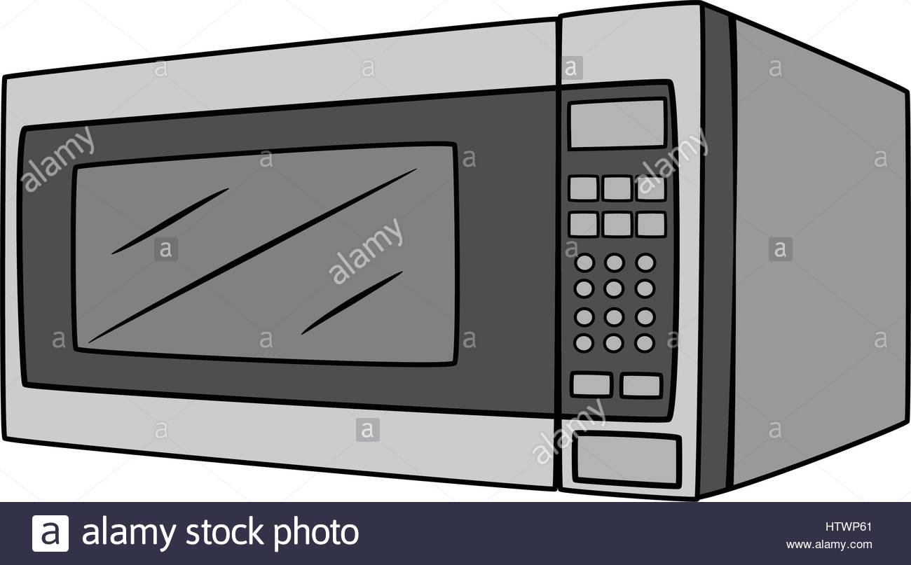 1300x807 Illustration Of Isolated Microwave Oven Cartoon Drawing. Vector