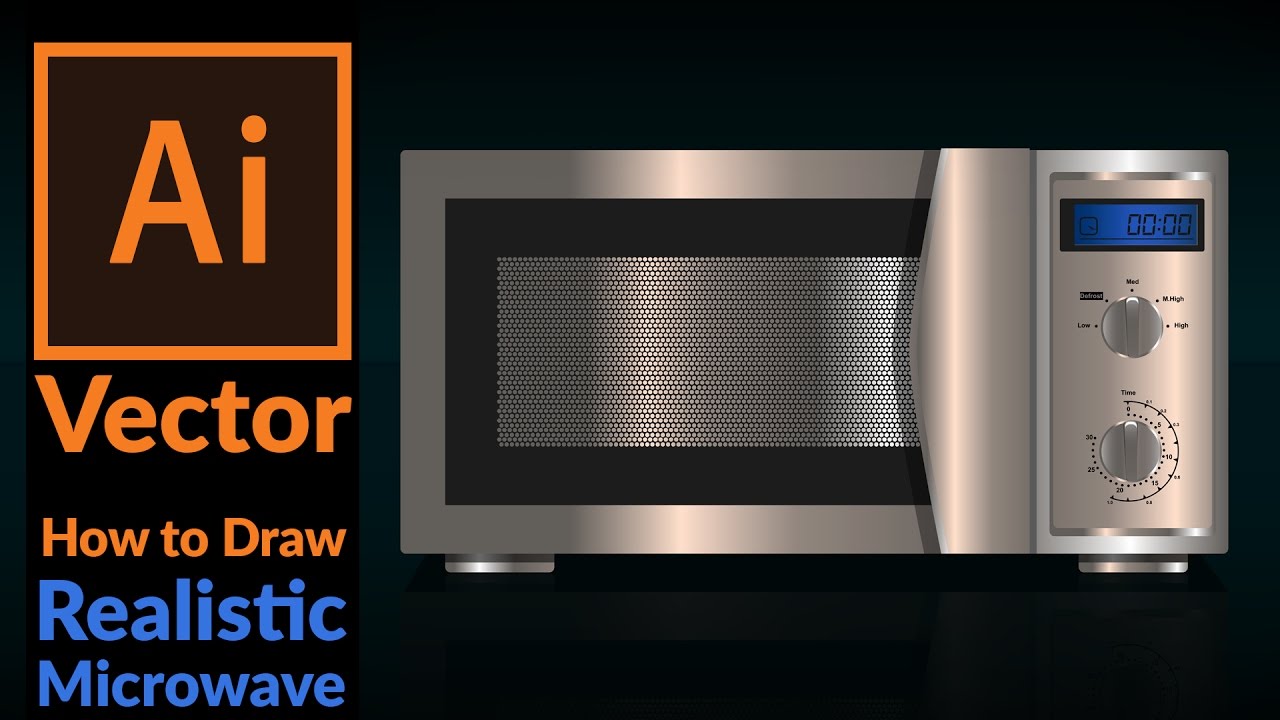 1280x720 Drawing Realistic Microwave Oven In Adobe Illustrator