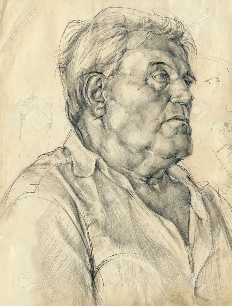 987x1300 Hand Drawing Picture, Pencil Technique, Portrait Of Unknown Middle