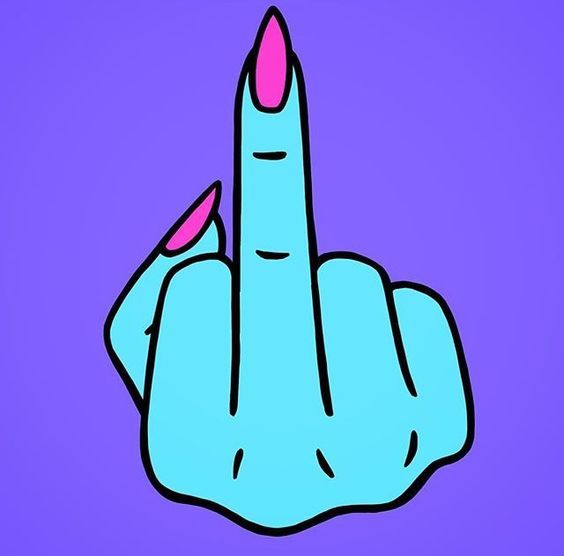 564x556 Middle Finger Up. Female Hand. Women Nail. Isolated Vector