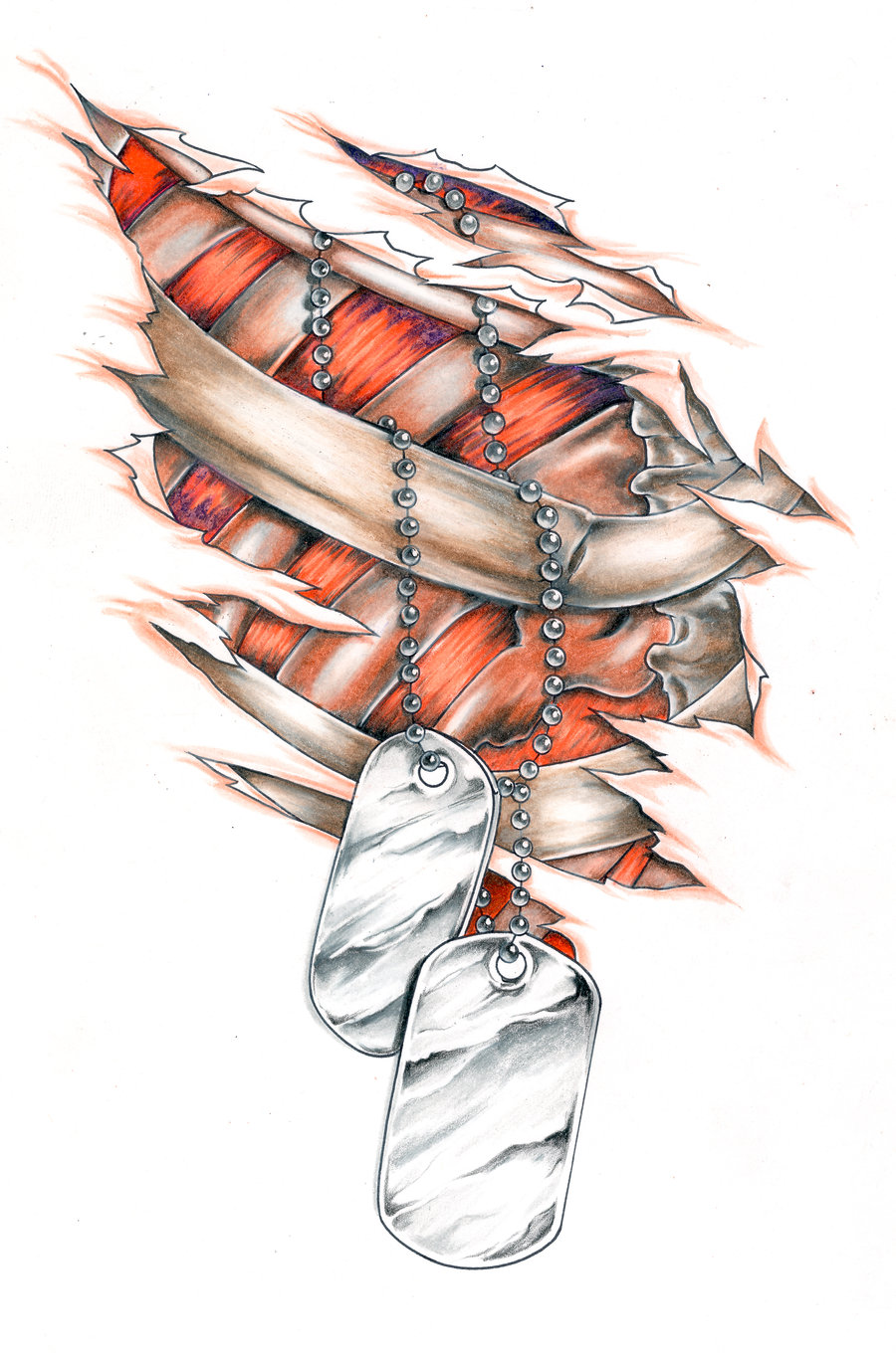 900x1360 Dog Tags Hanging From Ribs By ~chilchix On Ink