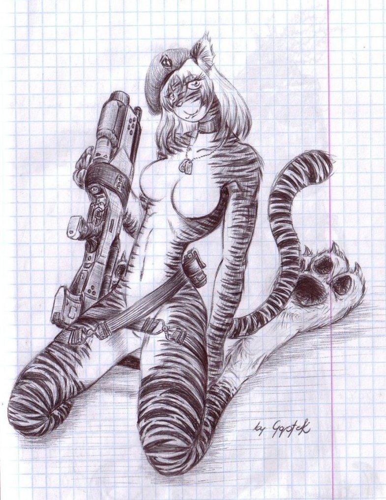 785x1017 Military Kitty Drawing By Coyotek