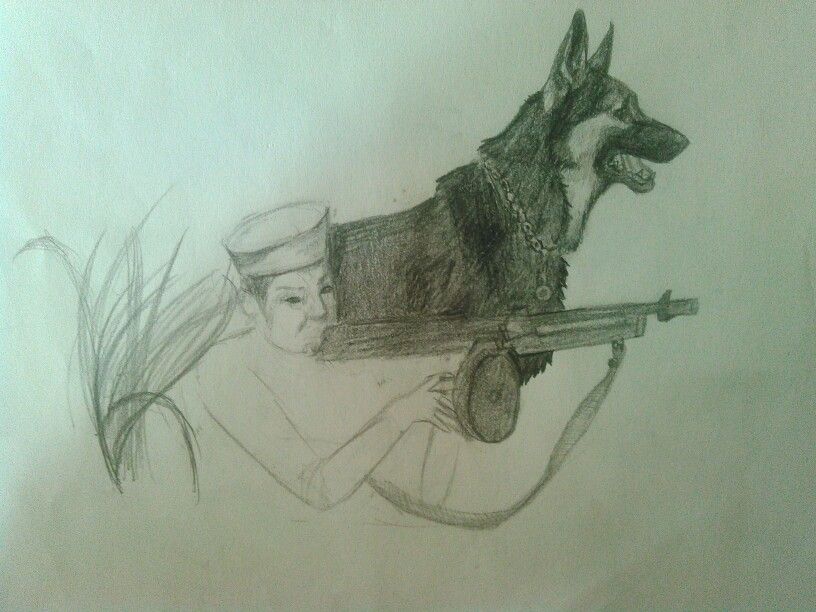 816x612 Soldier And Military Working Dog Drawing By Paz Hernandez Work