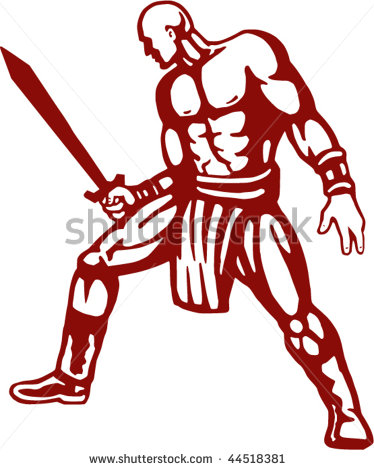 374x470 Vector Illustration Of A Warrior Drawing A Sword