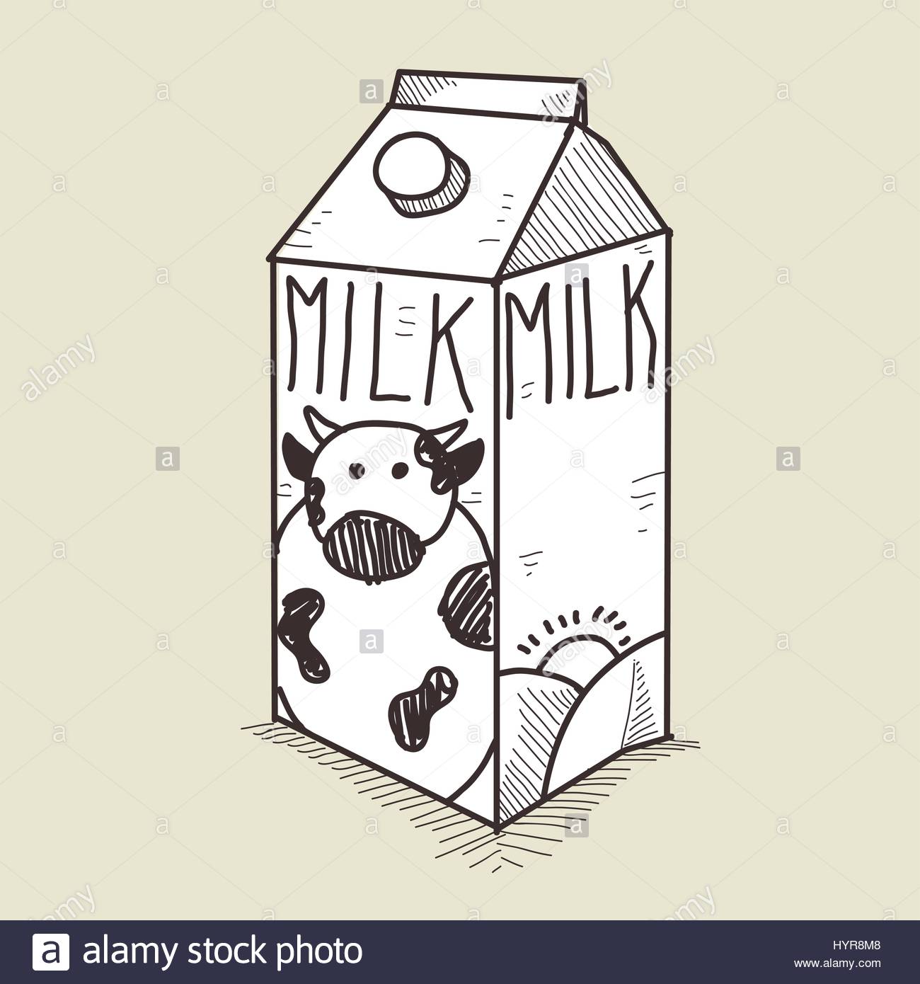 1300x1390 Vector Hand Drawing Sketch Milk Box Illustration Stock Vector Art