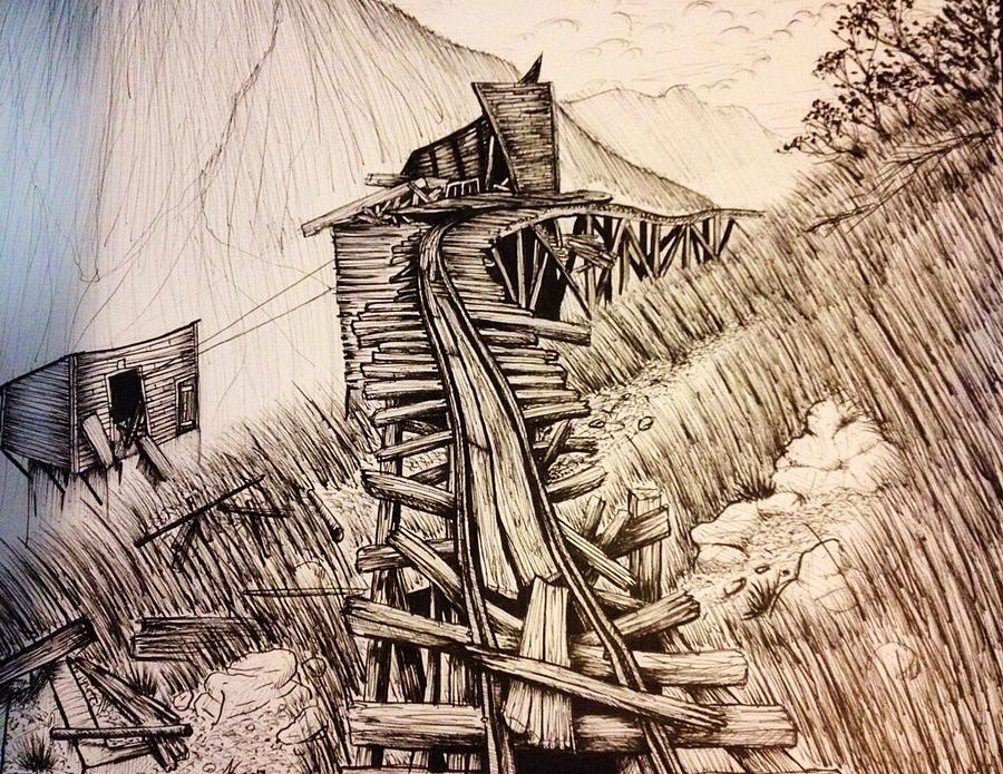 900x695 Abandoned Mine Drawing By Cody King