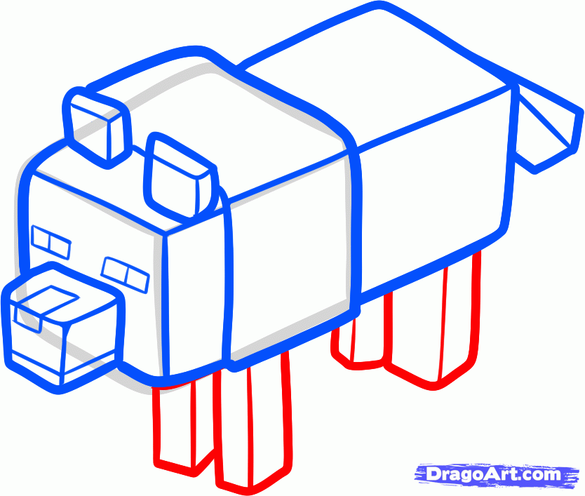 834x707 How To Draw A Minecraft Wolf Step 5 Charlie's 6th