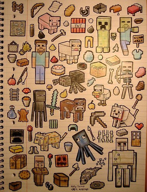 489x640 Very Creative Minecraft Drawings. I Once Held A Minecraft Drawing