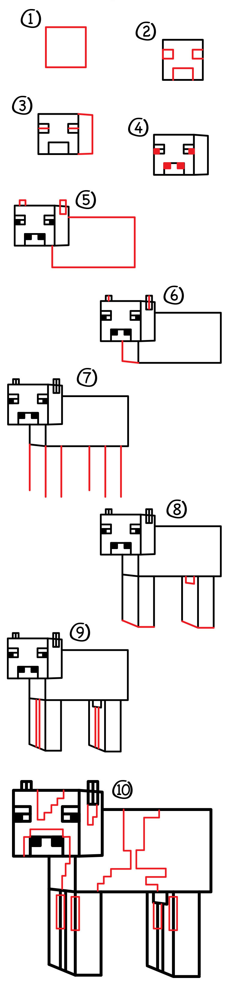 750x3286 How To Draw A Minecraft Cow