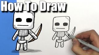 320x180 How To Draw A Cute Cartoon Minecraft Skeleton