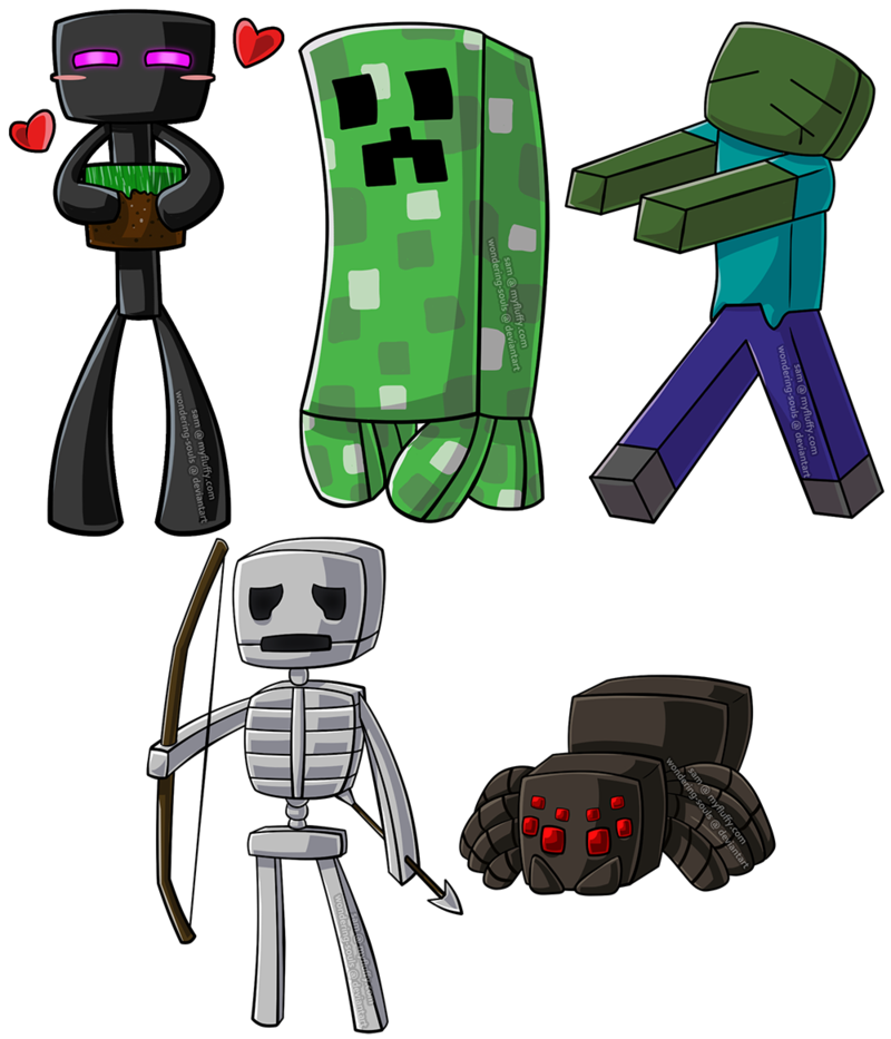 800x933 Minecraft Chibi Group By Sambeawesome