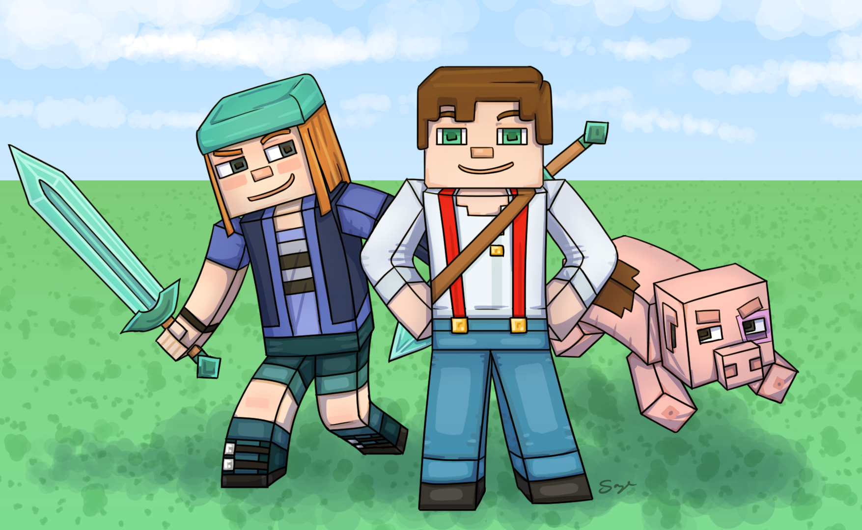 1755x1080 Minecraft Story Mode Drawing