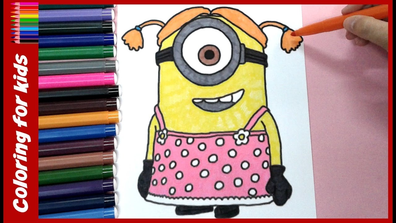 1280x720 Minion Girl Coloring Book Pages For Children Coloring Tutorial
