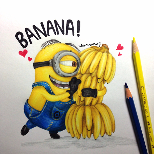 500x500 Minion Loves Banana ) Drawingarts ) Minion