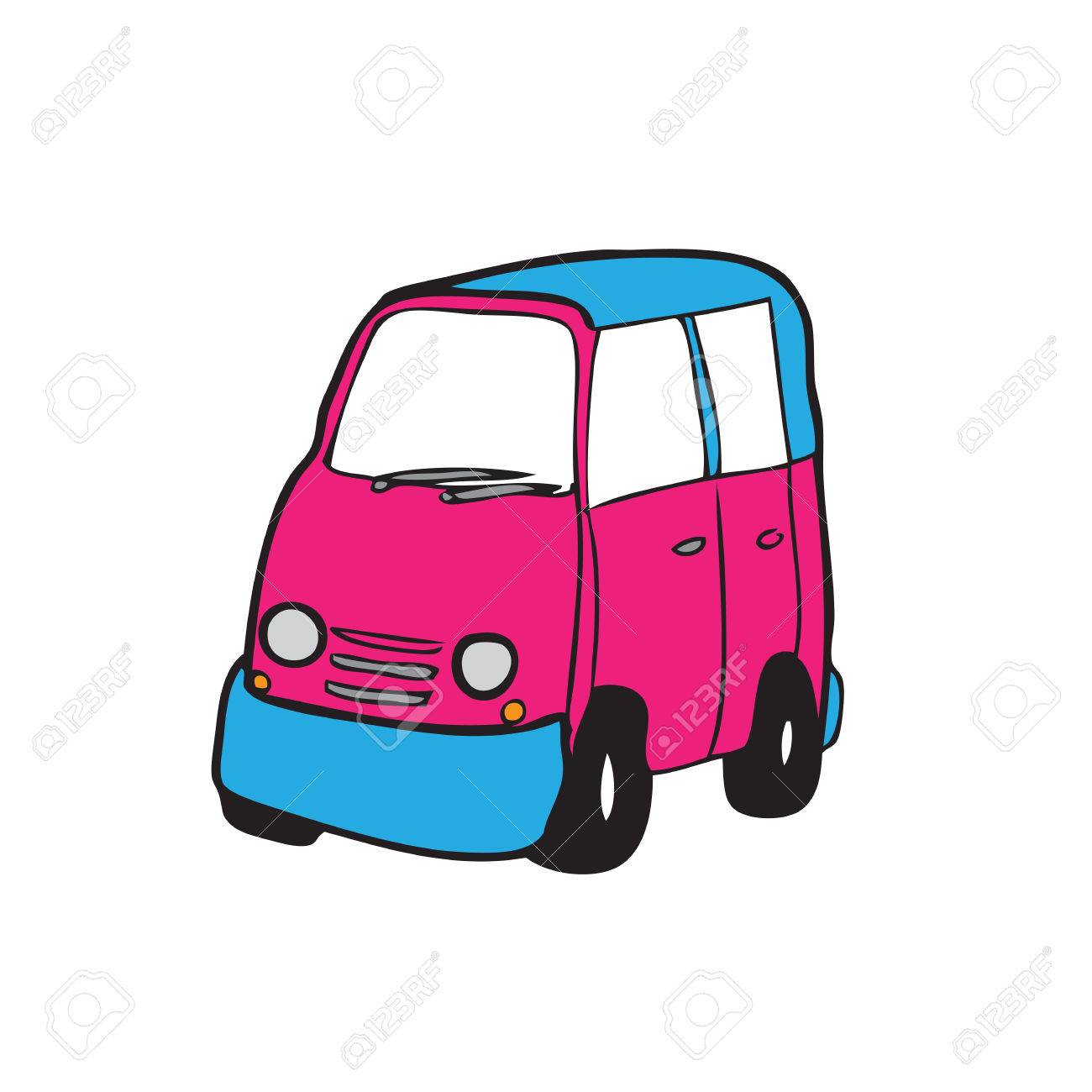 1300x1300 Minivan Cartoon Vector Drawing Pink Royalty Free Cliparts, Vectors