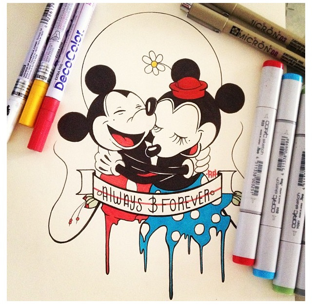 640x626 Cute Mickey And Minnie Mouse Drawing Disney Minnie