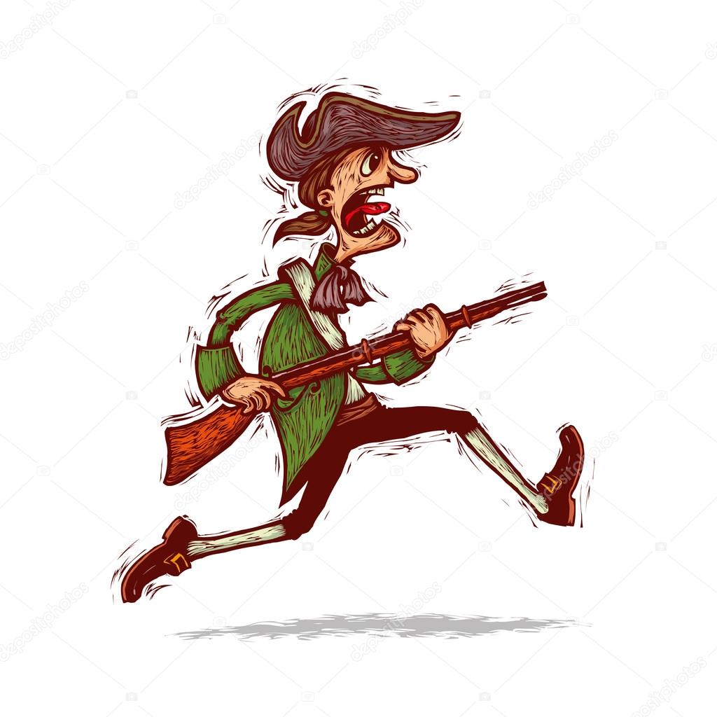 1024x1024 Minuteman Running With Musket Stock Vector Dvo