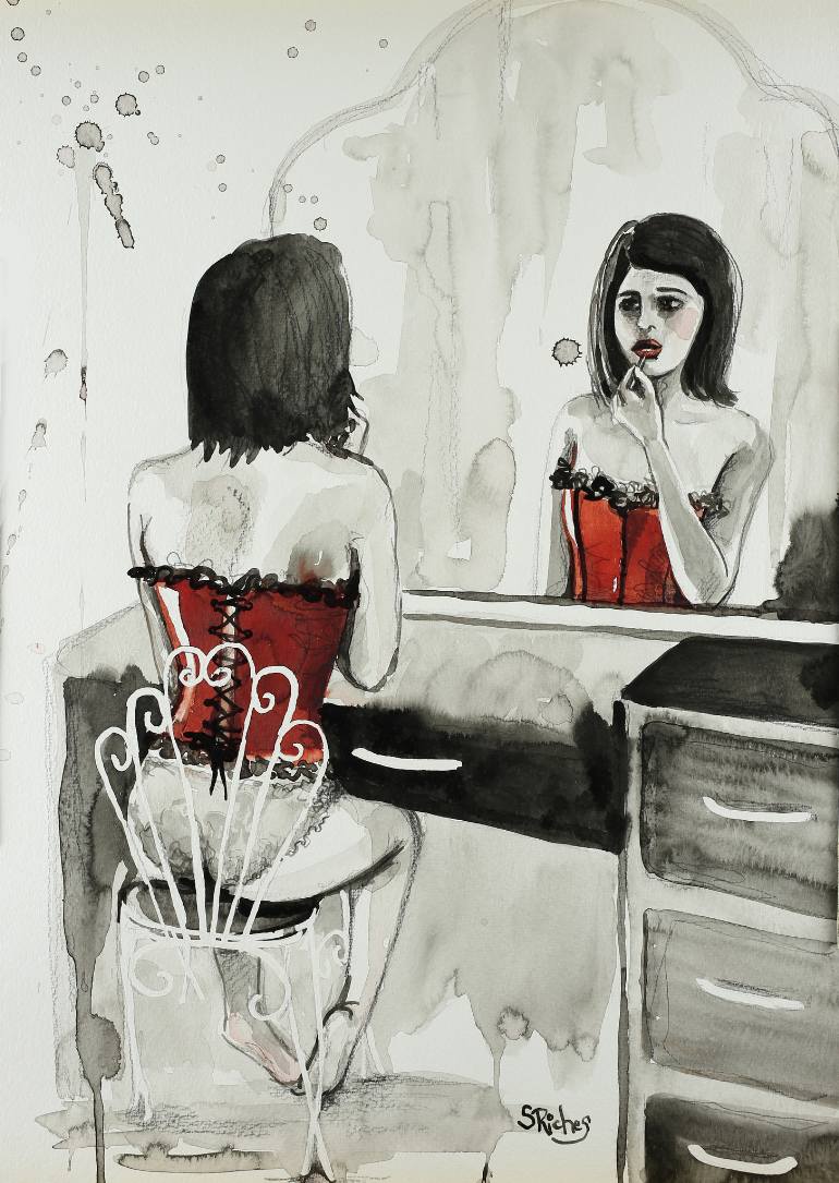 770x1085 Saatchi Art The Girl In The Mirror Drawing By Sara Riches