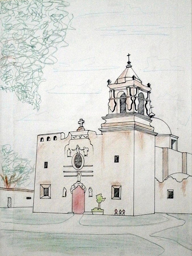 676x900 Mission San Jose Drawing By Marc Pouhe