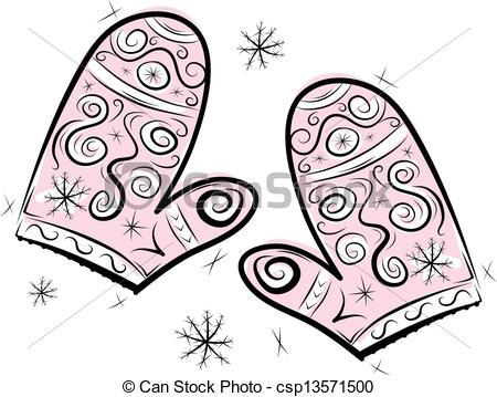 450x359 Sketch Of Cute Mittens For Your Design Vector Clipart