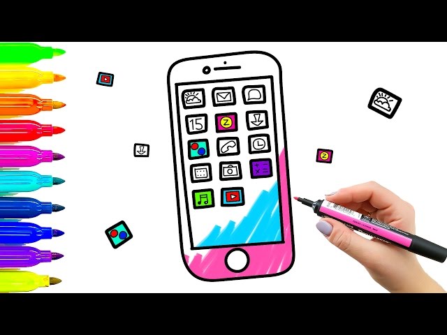 640x480 Color Mobile Phone Coloring Book And Drawing For Kids. Learning