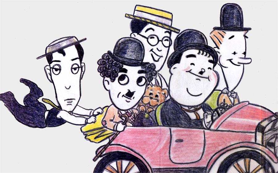 900x561 Comedians In Model T Drawing By Mel Thompson