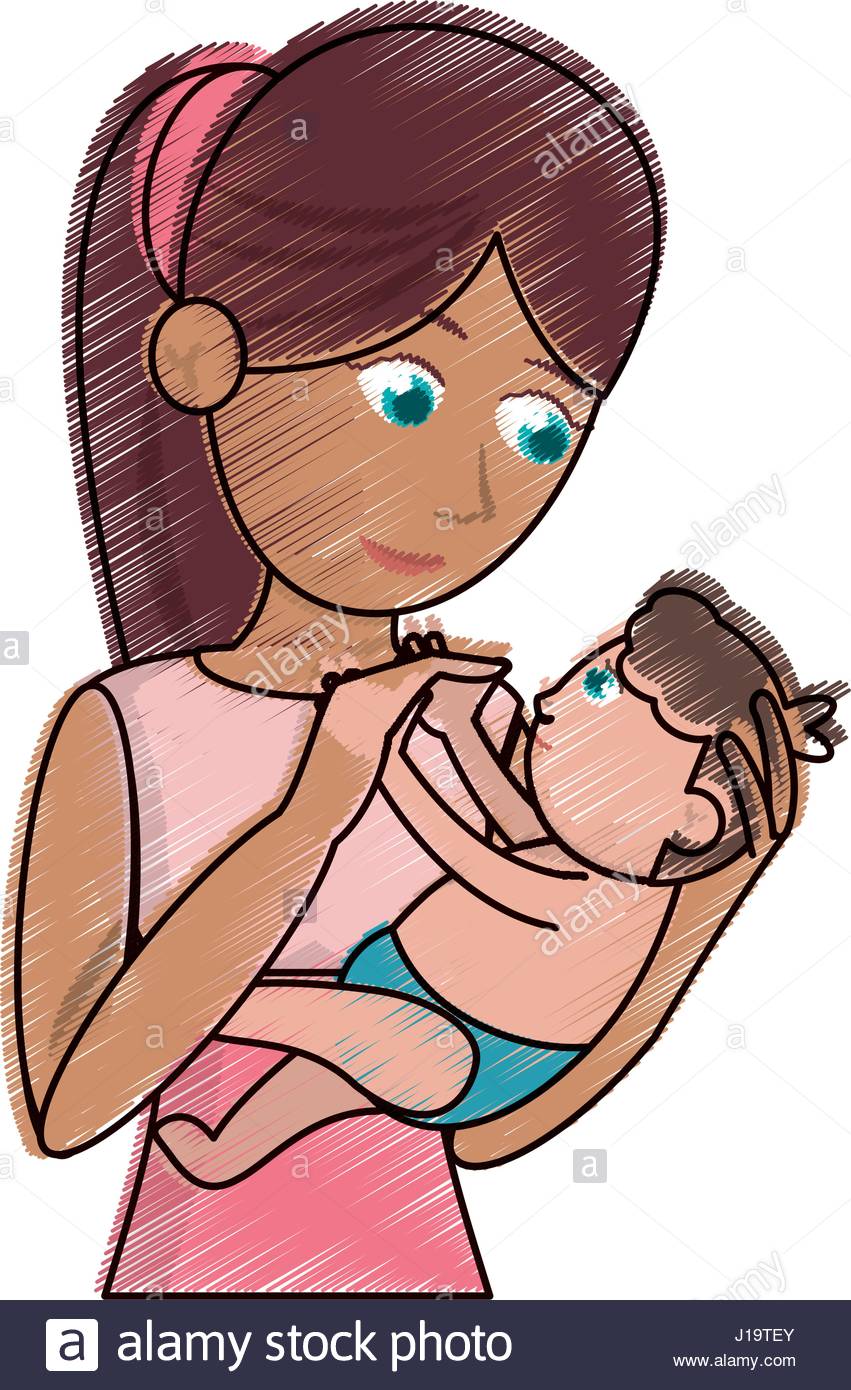 851x1390 Drawing Mom Holding Baby Loving Stock Vector Art Amp Illustration