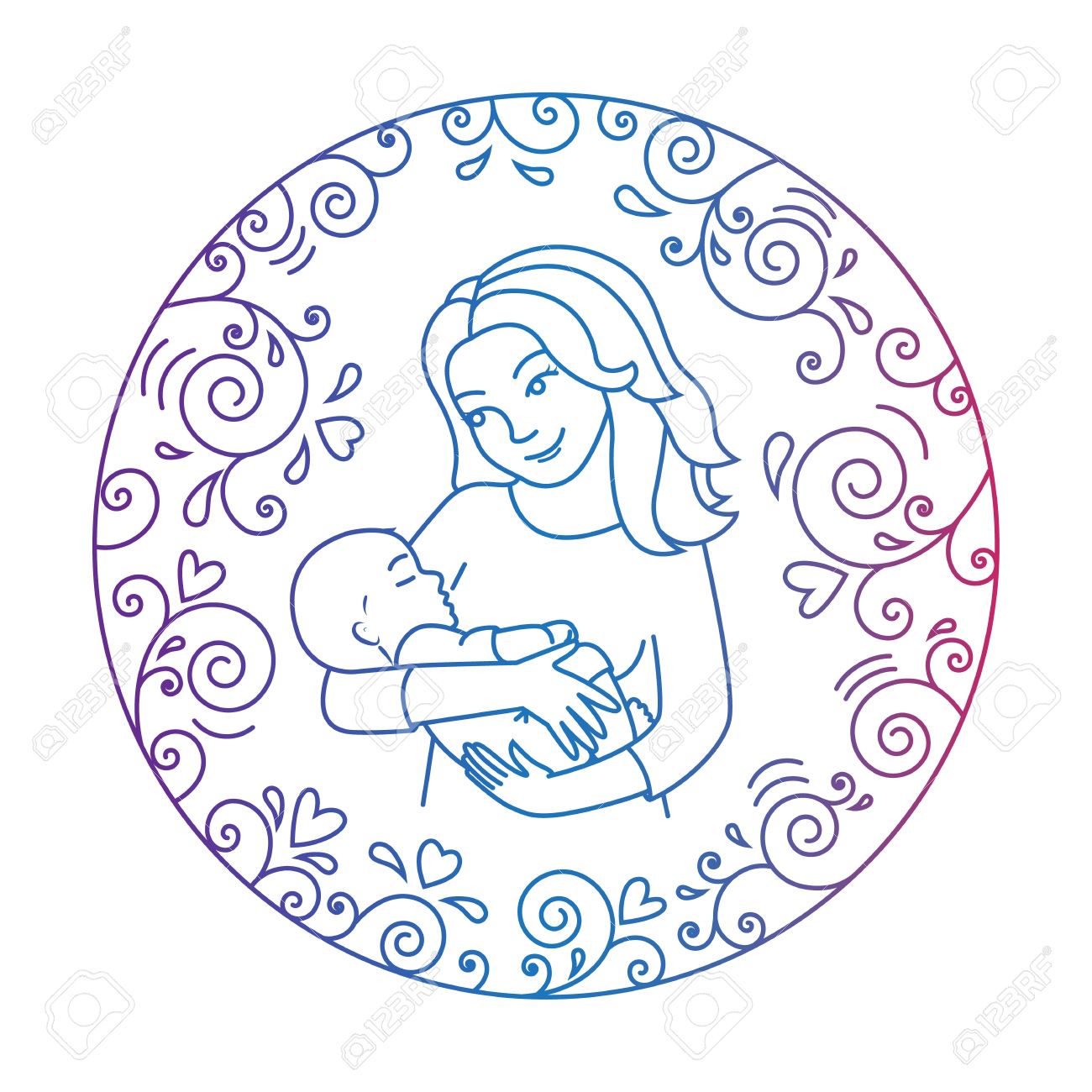 1300x1300 Colored Motherly Love Concept Isolated On A White Background