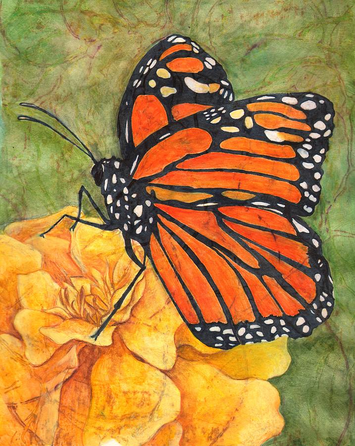 717x900 Monarch On Marigold Drawing By Sara Bell