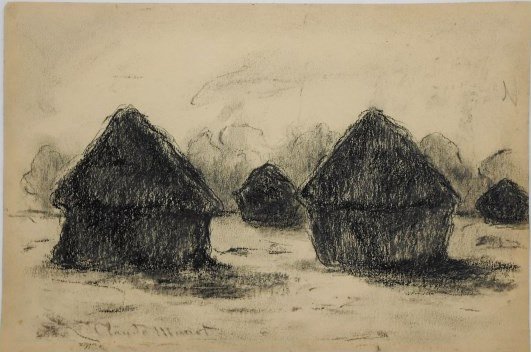 531x352 Claude Monet (1840 1926) Charcoal Drawing