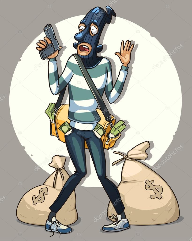 819x1024 Bank Robber With Money Bags Arrested By Police Stock Vector