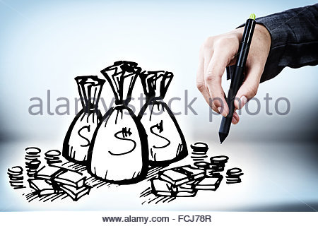 450x320 Hand Draw Bag Money Dollar Cash Color Stock Vector Art
