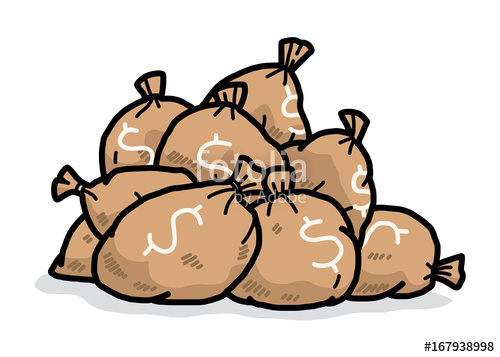 500x357 Pile Of Money Bags Cartoon Vector And Illustration, Hand Drawn