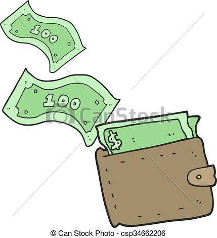 429x470 Freehand Drawn Cartoon Wallet Full Of Money Vector Clipart