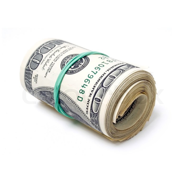 800x800 Roll Dollars On White Background (Isolated). Stock Photo Colourbox