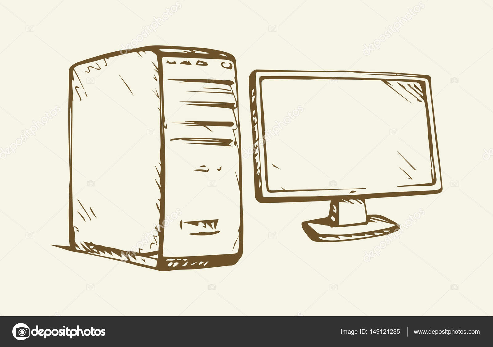 1600x1128 Monitor. Vector Drawing Stock Vector Marinka