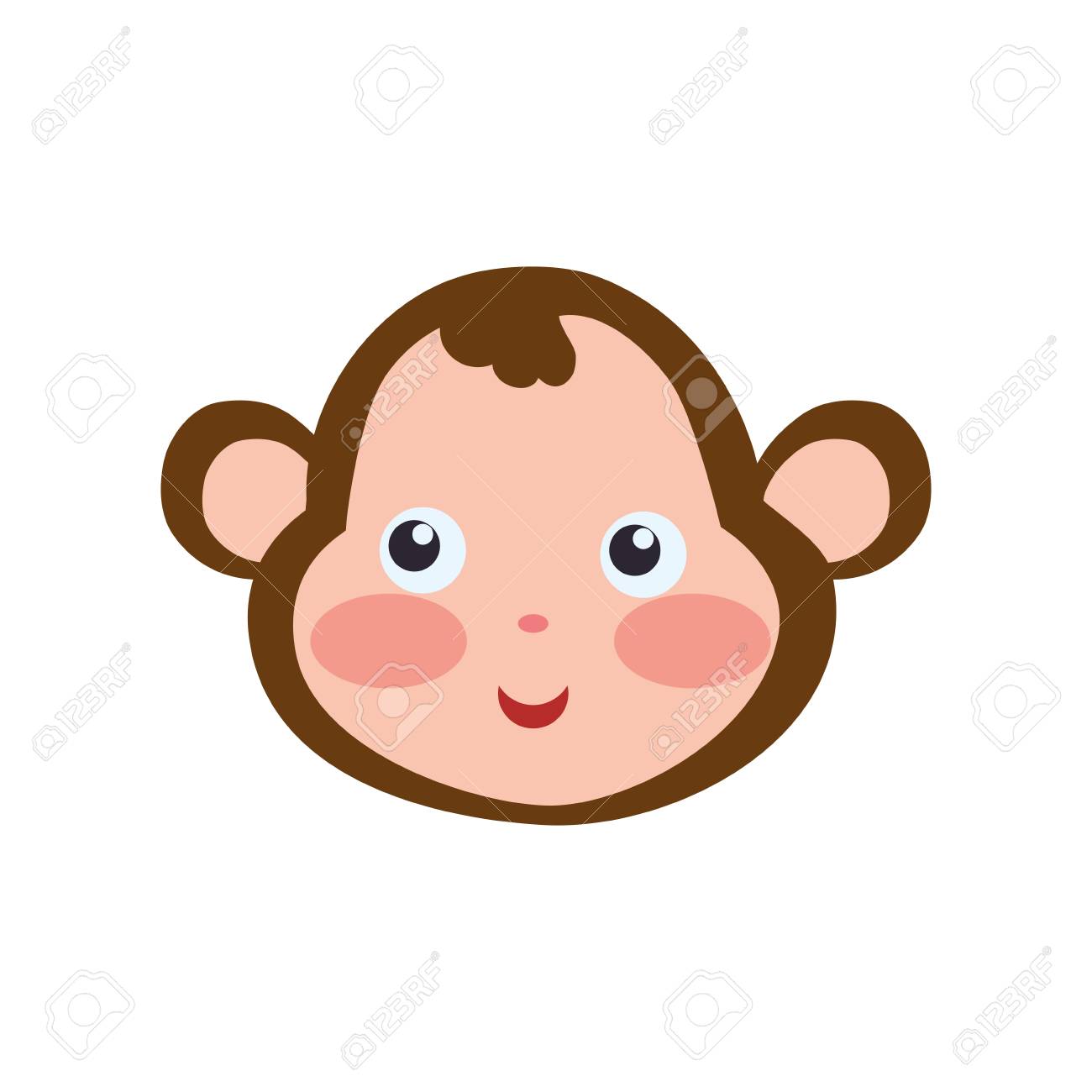 1300x1300 Monkey Cartoon Drawing Head Vector Icon Illustration. Royalty Free